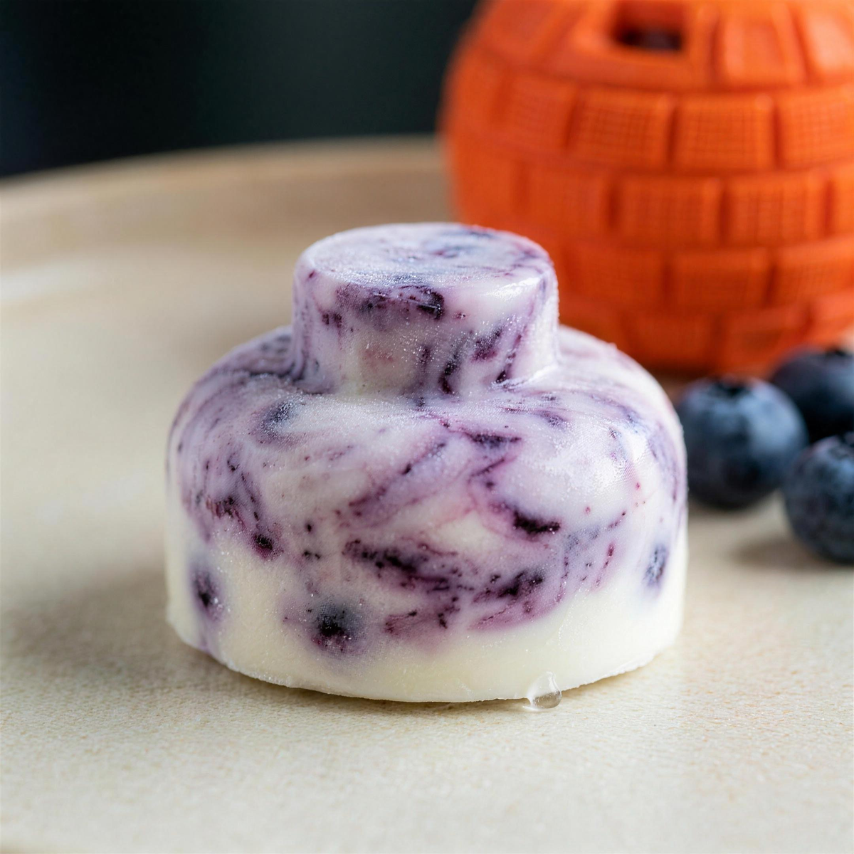 A frozen yoghurt and blueberry pop, shaped to fit The Ruby